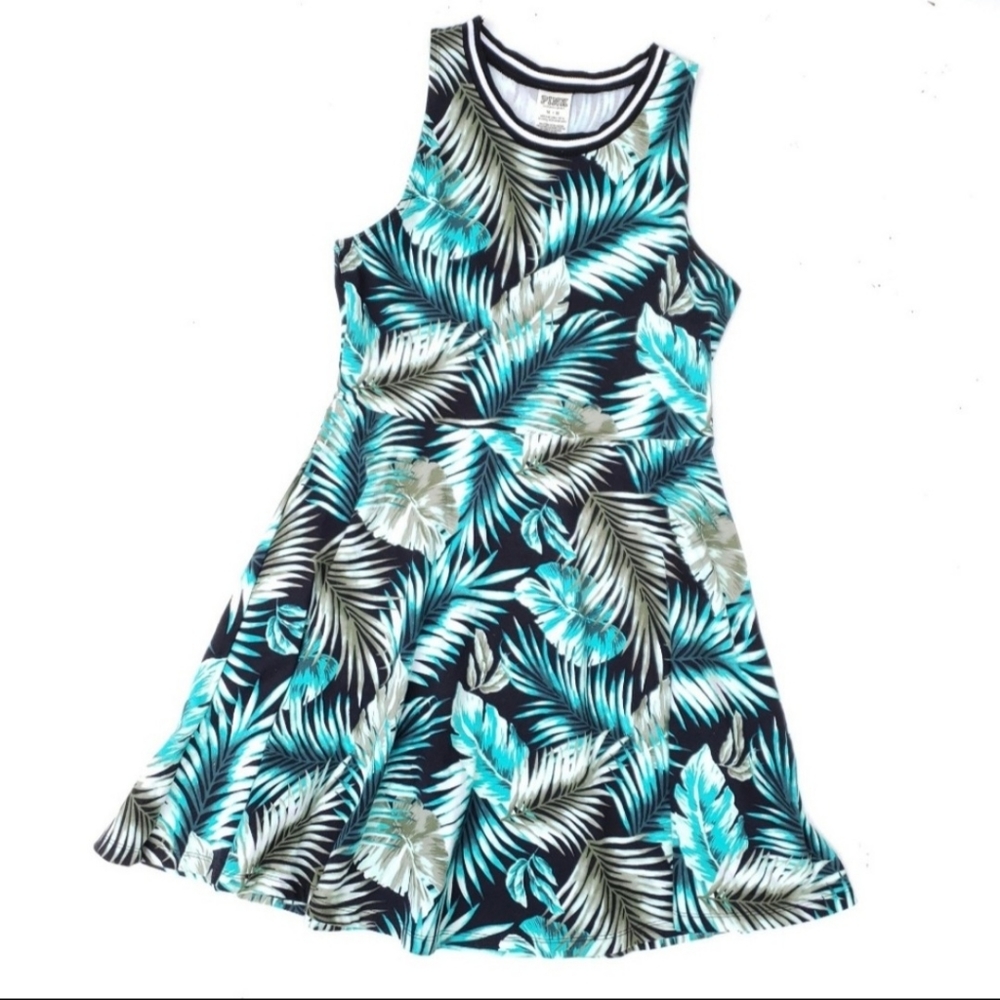 PINK Palm Leaf Skater dress